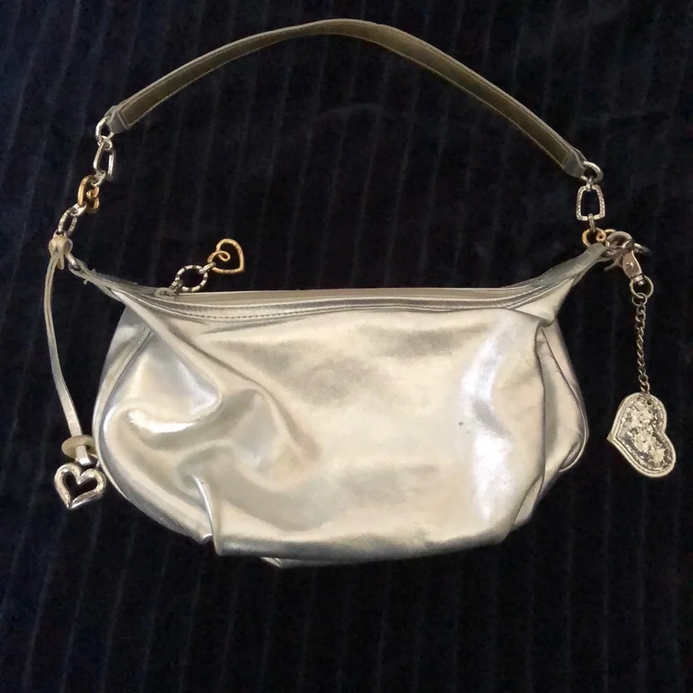 Brighton Liquid‎ Silver Shoulder Bag Reflective Metallic Baguette